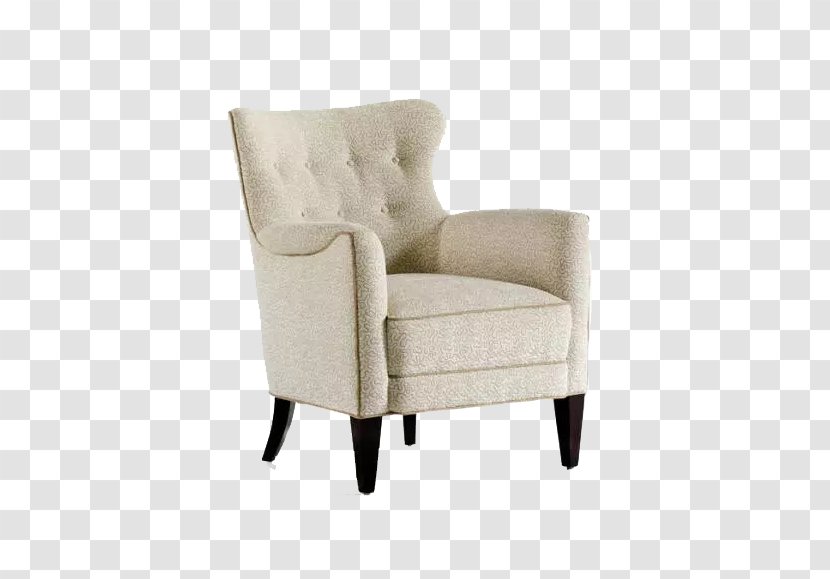 Wing Chair Couch Fauteuil Furniture - Armrest - Simple Beige Armchair Transparent PNG