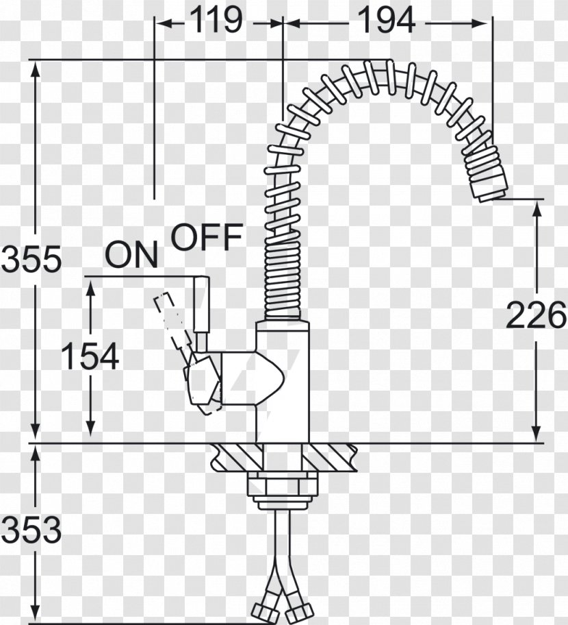 Tap Kitchen Sink Technical Drawing Paper - Slinky Transparent PNG