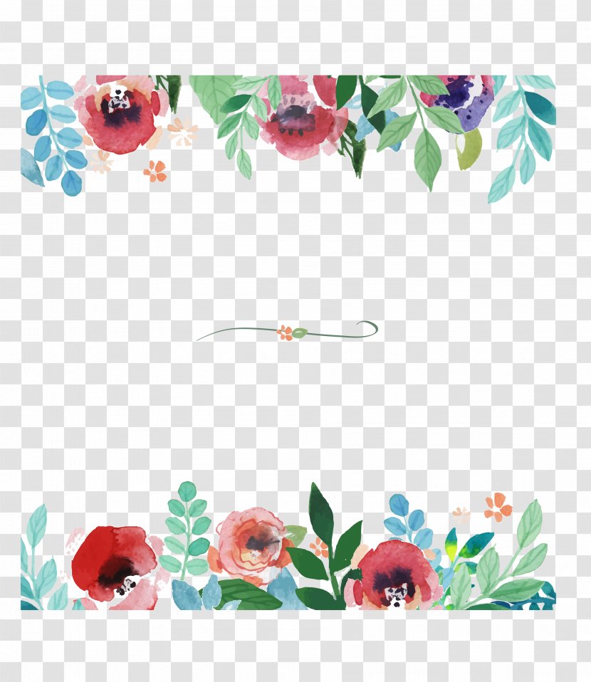 Flower Watercolor Painting Pattern - Art - Floral Border Background Transparent PNG
