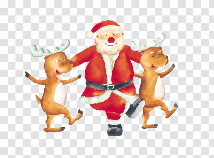 Santa Claus Reindeer Christmas Illustration - Dancing And Transparent PNG