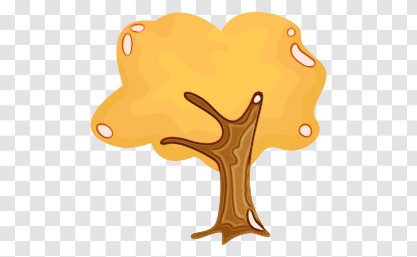 Cartoon Yellow Line Tree Symbol Transparent PNG