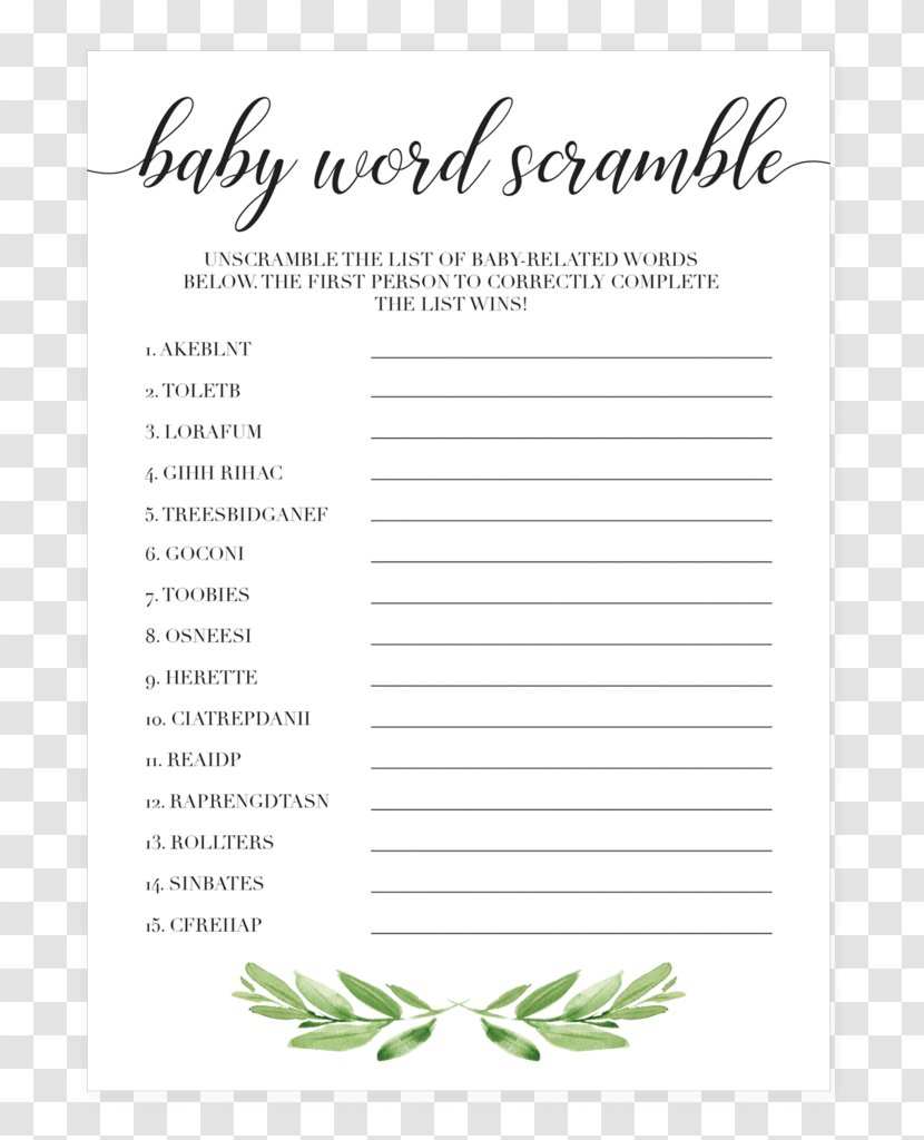 Baby Shower Nursery Rhyme Game - Party Transparent PNG