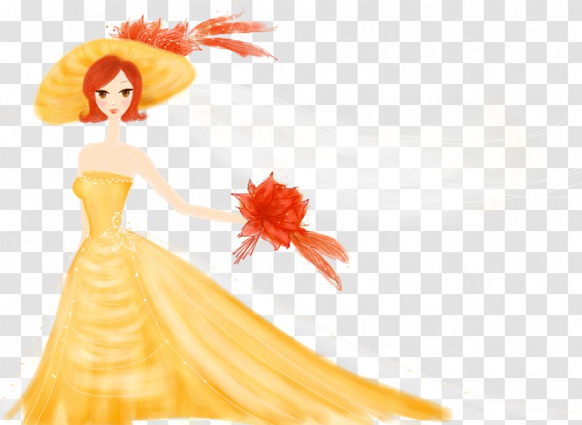 Bride Marriage Drawing - Gown - Cartoon Painted Beautiful Transparent PNG