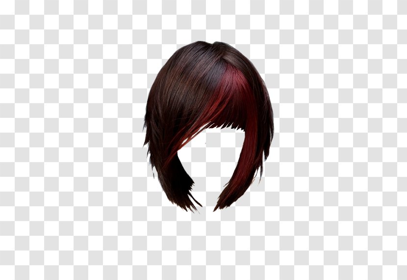 Black Hair Coloring Maroon Brown - Long - Bangs Transparent PNG