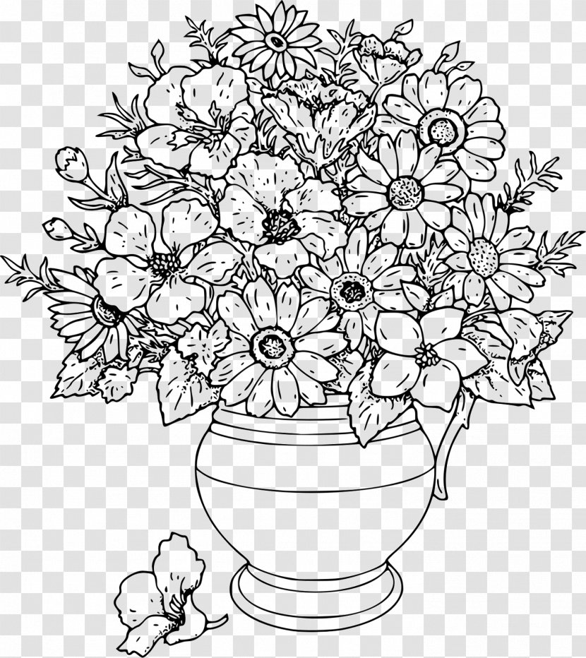 Vase Vector Graphics Drawing Clip Art Flower - Jar - White Broom Coloring Pages Transparent PNG