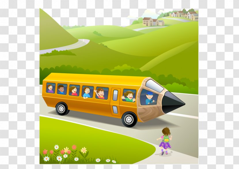 School Bus Drawing Pencil - Cartoon - Vector Illustration Transparent PNG