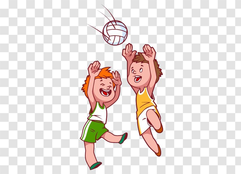 Beach Volleyball Child Clip Art - Tree - Cartoon Kids Playing Transparent PNG