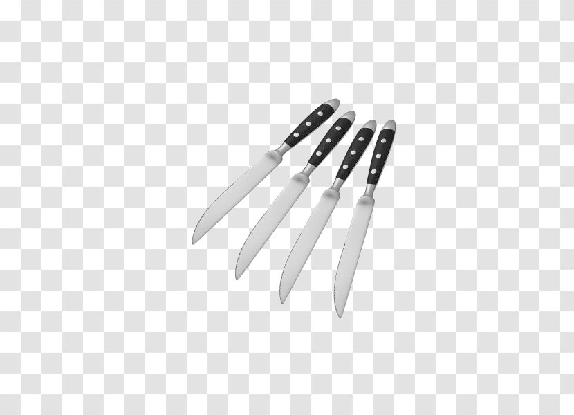 Steak Knife Beefsteak Stainless Steel Cutlery - Plastic Handle Knives 4 MountedHandmade Transparent PNG