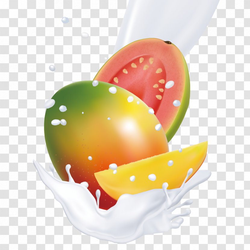 Juice Milk Fruit Mango - Royaltyfree - Cartoon Hand Painted Flowing Transparent PNG