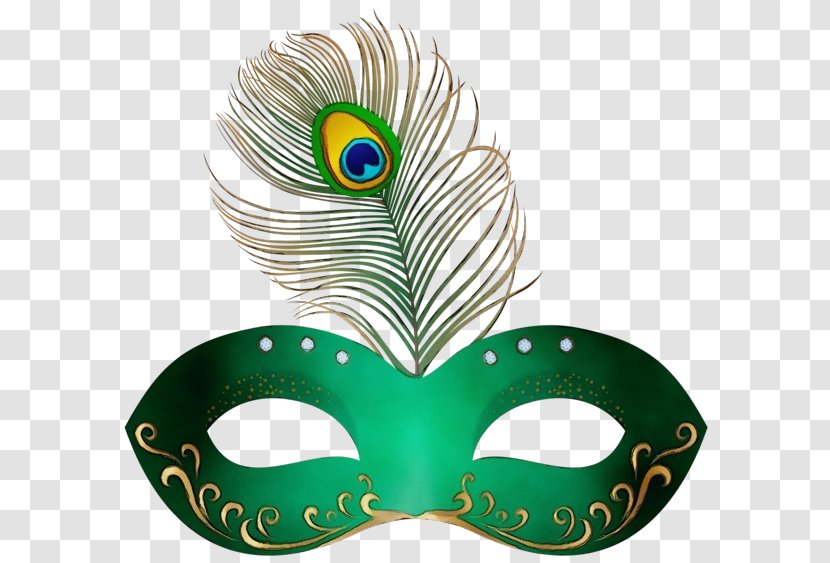 Watercolor Drawing - Carnival Masks - Turquoise Costume Accessory Transparent PNG
