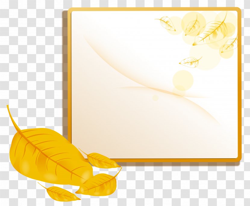 Paper Petal Yellow - Autumn Frame Decor Clipart Image Transparent PNG