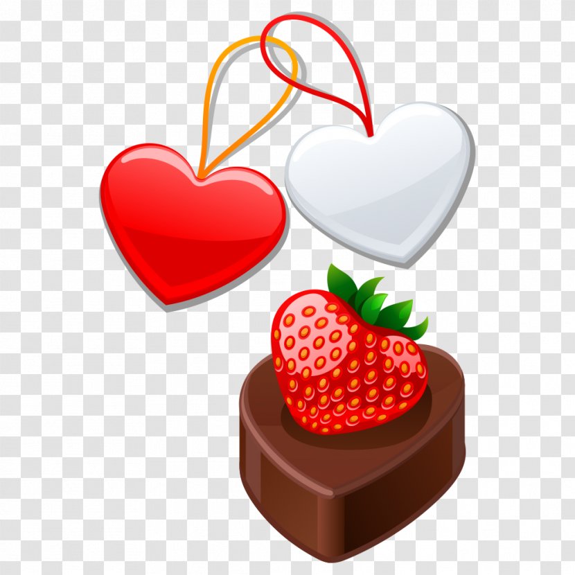 Strawberry Pie Chocolate Pudding White Praline - Love Shaped Transparent PNG