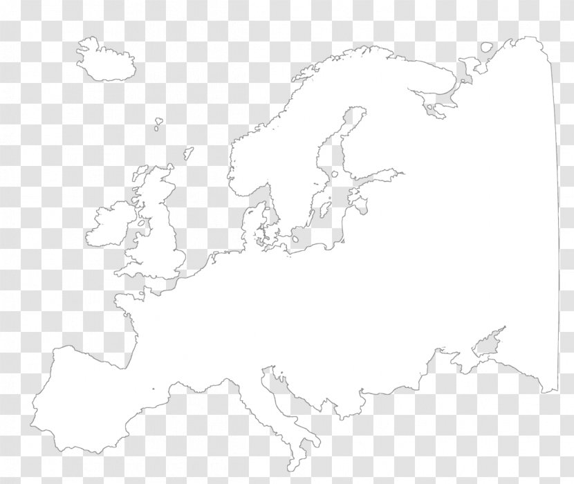 Line Art White Coloring Book Sketch - Hm - Europe Map Transparent PNG