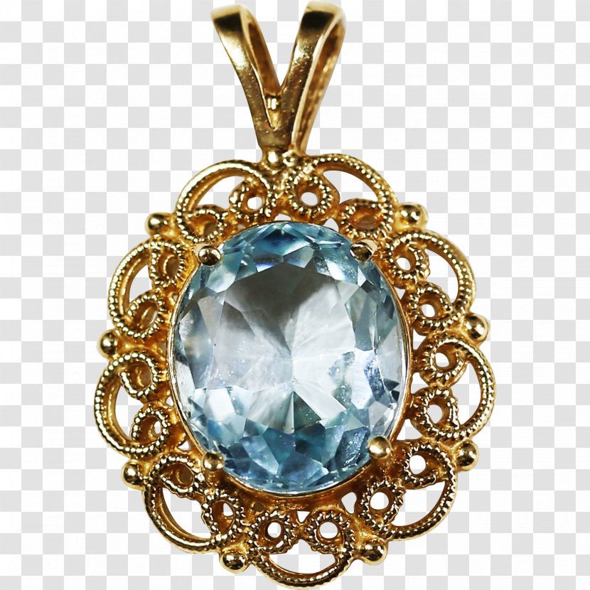 Locket Earring Charms & Pendants Filigree Aquamarine - Colored Gold - Necklace Transparent PNG