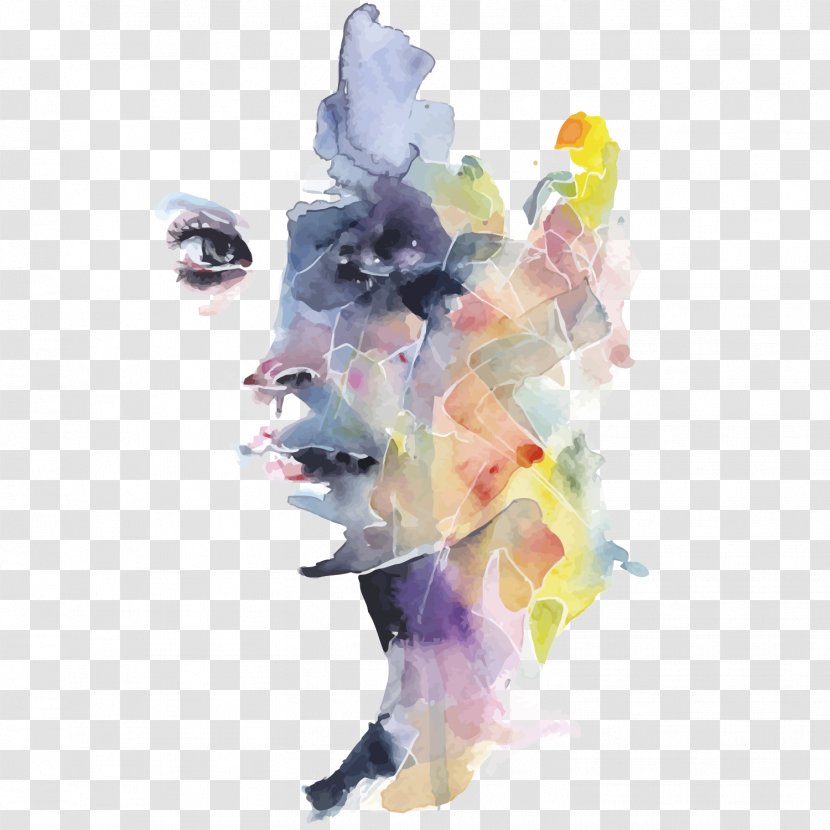 Watercolor Painting Portrait Drawing Work Of Art - Color - Vector Watercolour Woman Transparent PNG