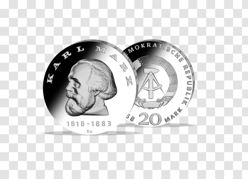 East Germany Silver Commemorative Coin Deutsche Mark - Currency - Karl Marx Transparent PNG