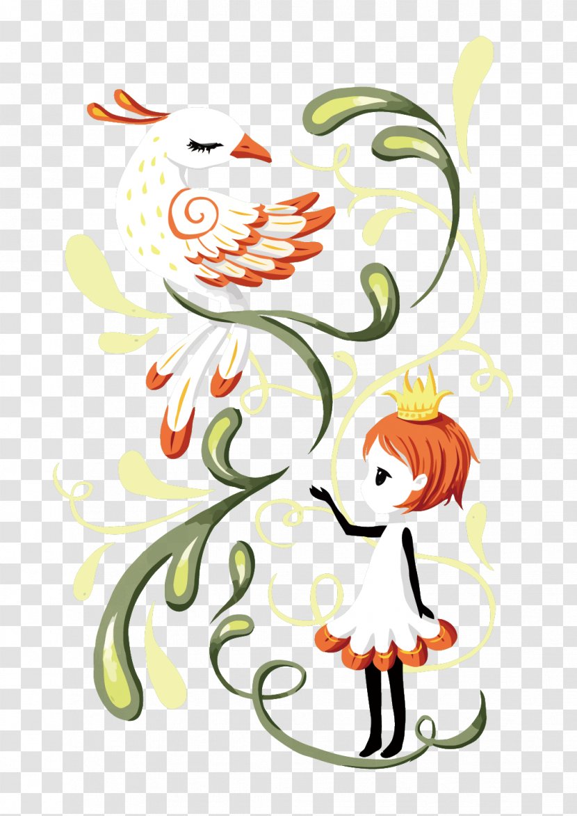 A Little Princess Floral Design Graphic Cartoon - Artwork - Vector And Peacock Transparent PNG