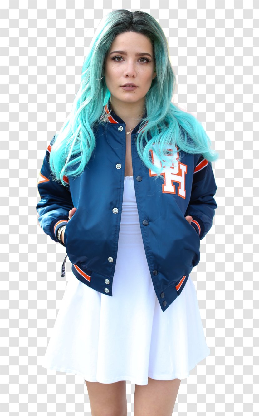 Halsey Blue Hair Hairstyle Wig - Watercolor Transparent PNG