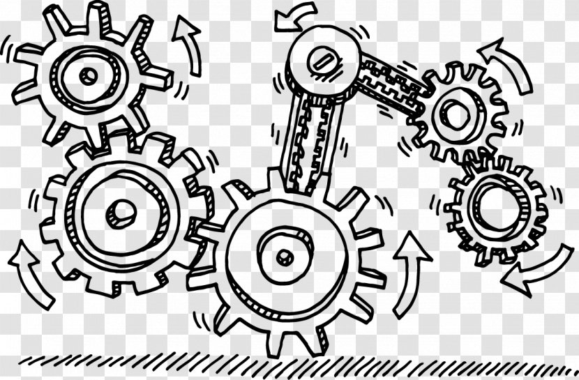Technical Drawing - Black And White - Gears Transparent PNG