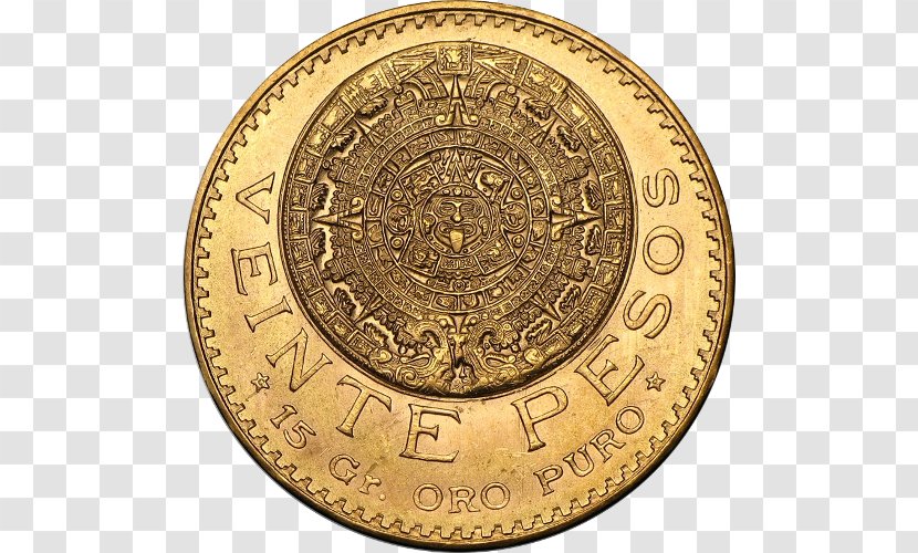 Mexican Peso 20-peso Note Dos Pesos Gold Coin - Treasure Transparent PNG
