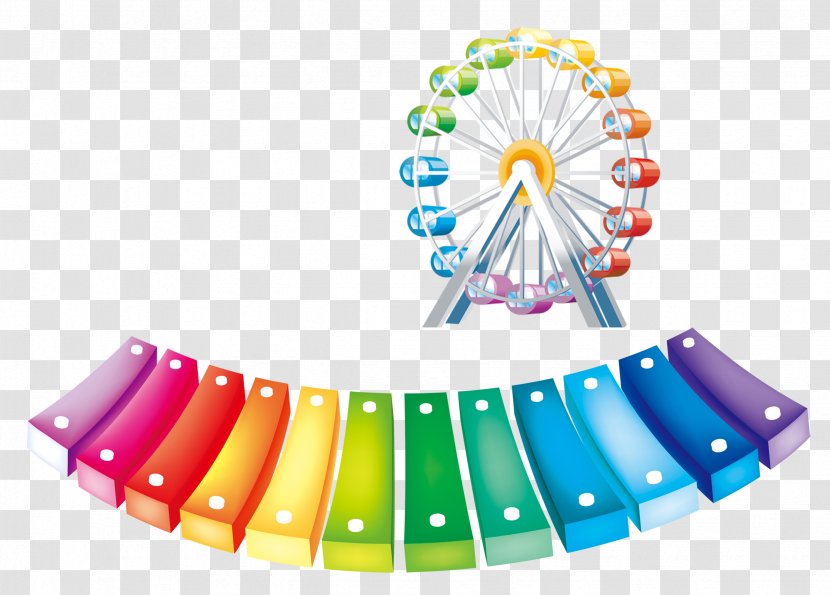 Ferris Wheel Icon - Cartoon - Colorful Skyscrapers Transparent PNG