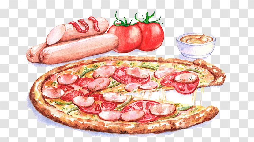 Prosciutto Sicilian Pizza Italian Cuisine Ham - Pepperoni - Delicious With Bacon Transparent PNG