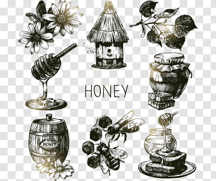 Bee Honey Drawing Illustration - Painted Bees And Transparent PNG