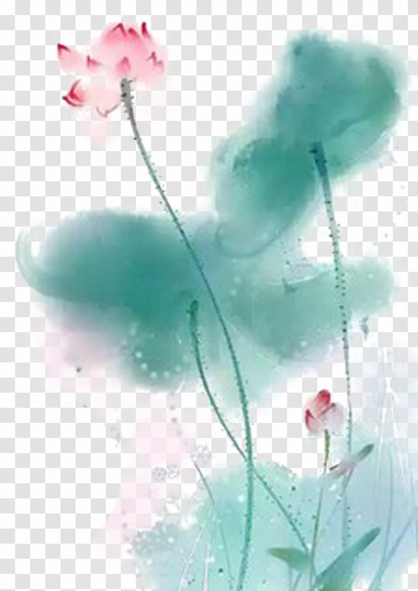 U5f90u4f86 Ink Watercolor Painting Wallpaper - Flower - Lotus Picture Material Transparent PNG