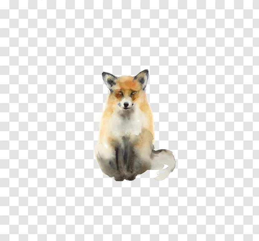 Watercolor Painting Fox Drawing Animal - Printmaking Transparent PNG