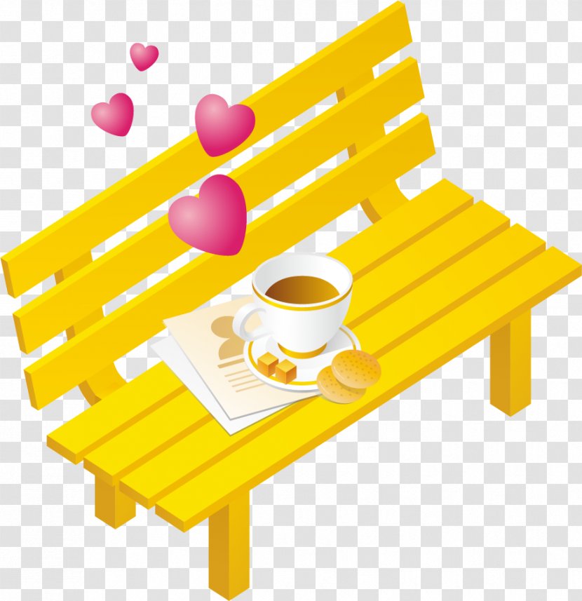 Bench Chair Seat - Furniture - Exquisite Love Valentine Heart Coffee, Tea Cakes Transparent PNG