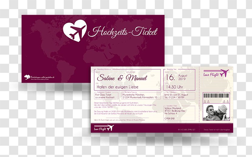 Airline Ticket Boarding Pass Convite - Purple - Save The Date Transparent PNG