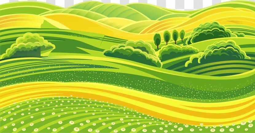 Farm Theatrical Scenery Illustration - Royaltyfree - Vector Painted Green Fields Transparent PNG