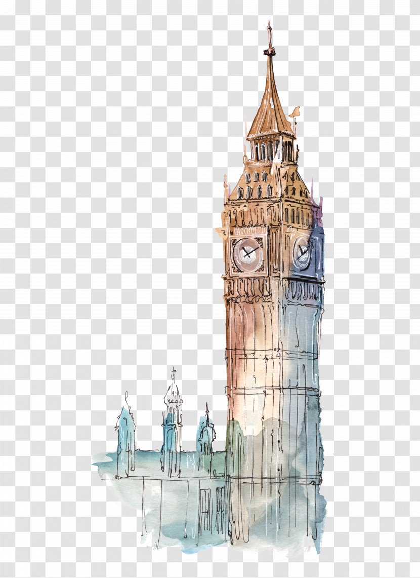 Big Ben - Vecteur - Watercolor Illustration Transparent PNG