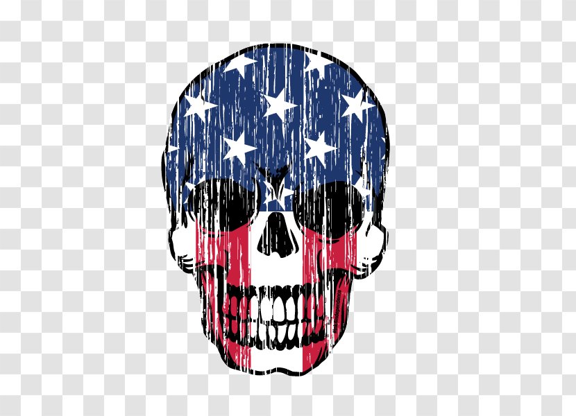 Skull Patriotism Decal White Pattern - Grunge Transparent PNG