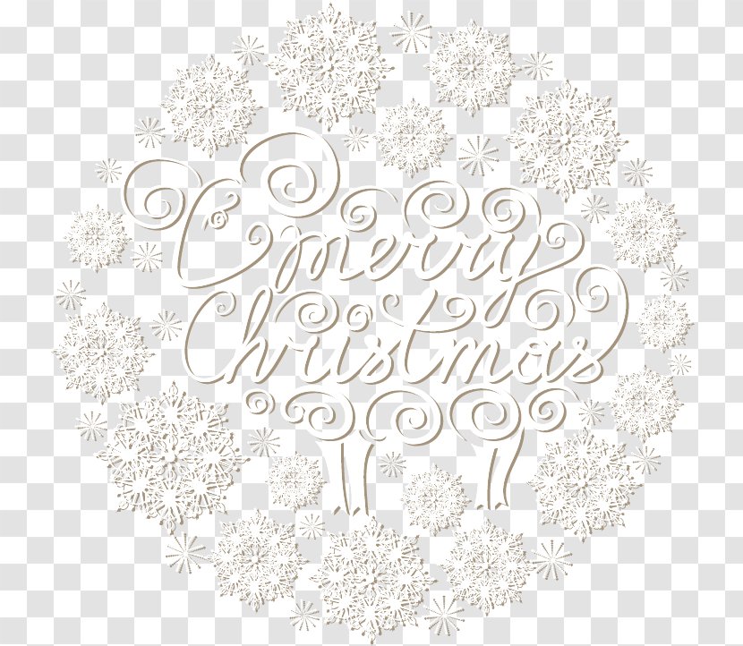 White Clip Art - Text - Hand-painted Flower Pattern Silver Snowflakes Transparent PNG