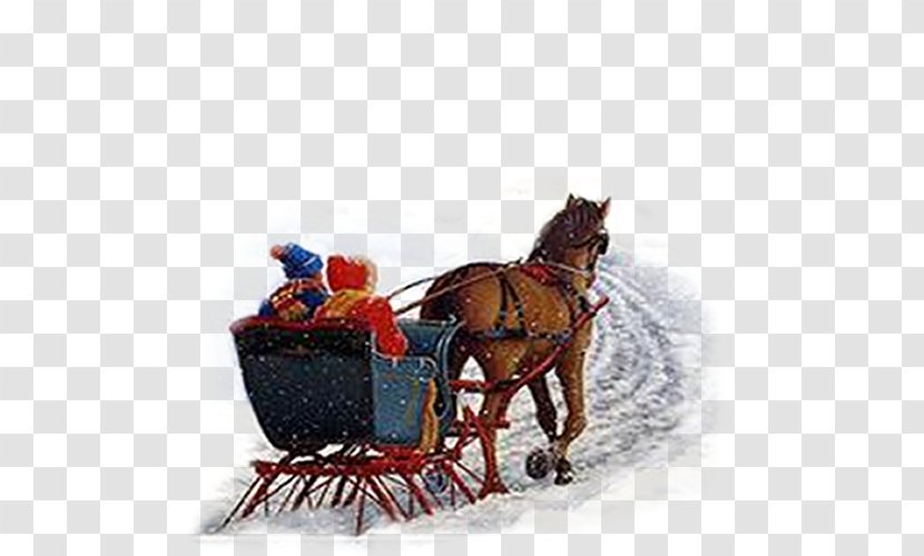 White Christmas Rudolph Santa Claus Painter - Thomas Kinkade - Carriage Transparent PNG