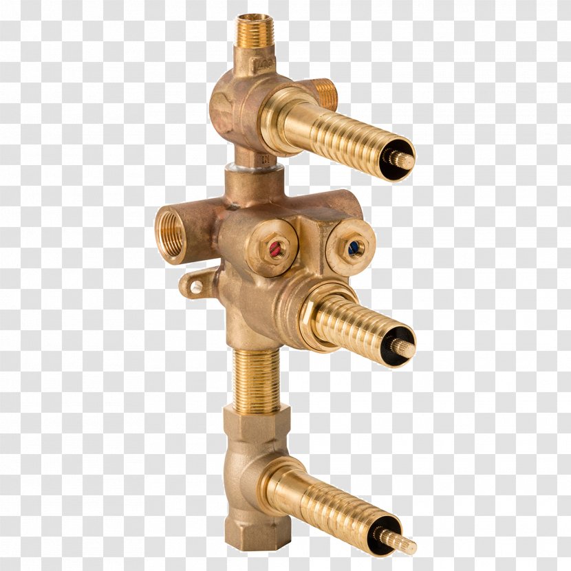 Brass Thermostatic Mixing Valve Plumbing Four-way Transparent PNG