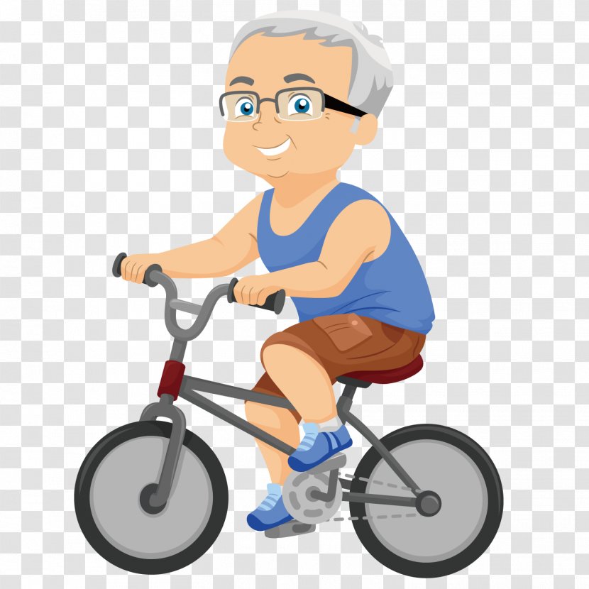 Cartoon Royalty-free Clip Art - The Old Man Riding A Bike Transparent PNG