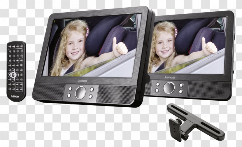 Portable DVD Player Headrest + 2 Monitors Lenco MES-405 Screen Size Diagonal Electronic Visual Display Computer - Communication Device - USB Transparent PNG
