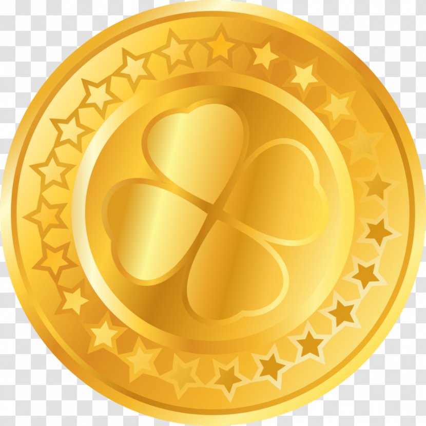 Gold Coin Four-leaf Clover - Yellow - Vector Coins Transparent PNG