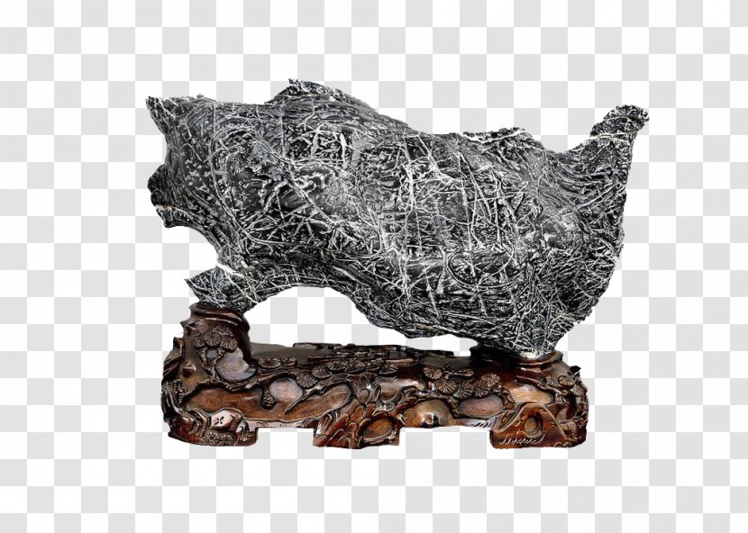 Lingbi County Black And White Gongshi - Sales Promotion - Stone Ornaments Large Lines To Pull The Free Image Transparent PNG
