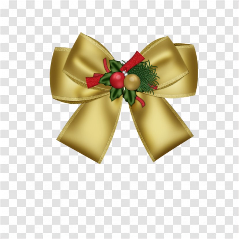 Santa Claus Christmas Ribbon Clip Art - Golden Transparent PNG