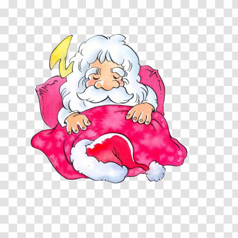 Santa Claus Sleep Cartoon Illustration - Sleeping Transparent PNG