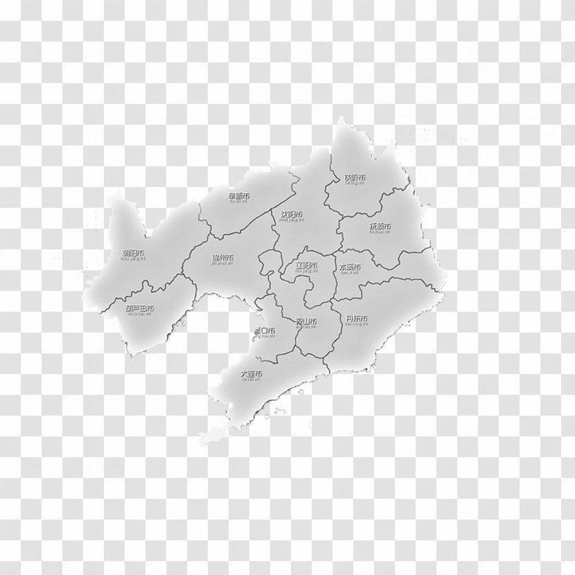 White Black Font - Monochrome Photography - Map Of Liaoning City Distribution Transparent PNG