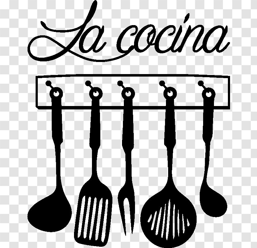 Stencil Wall Decal Kitchen Utensil - Black And White - Raja Transparent PNG