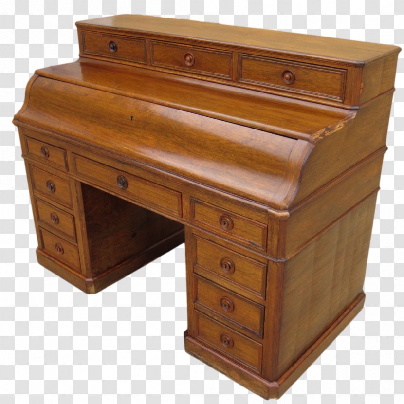 Furniture Secretary Desk Drawer Antique - Hardwood - Office Transparent PNG