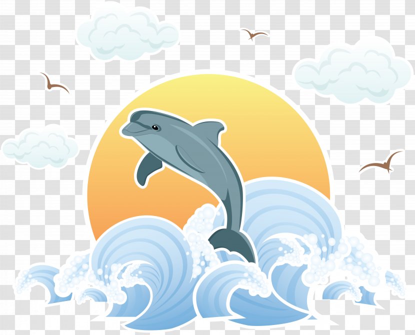 Wind Wave Dolphin Sea Illustration - Vertebrate - Creative Transparent PNG