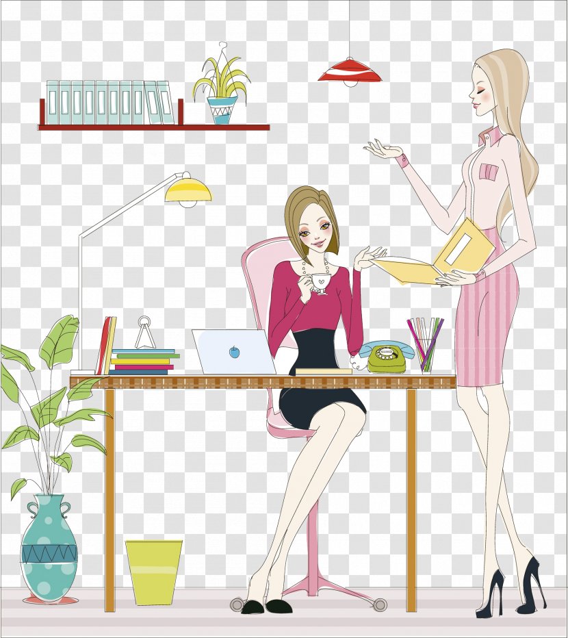 Download - Heart - A Woman Who Is Having Tea At Work Transparent PNG