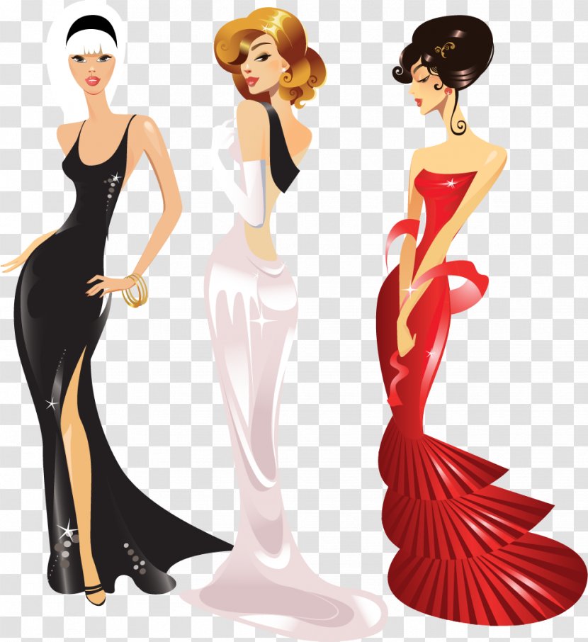 Glamour Free Content Royalty-free Clip Art - Flower - Vector Painted Evening Dress Transparent PNG