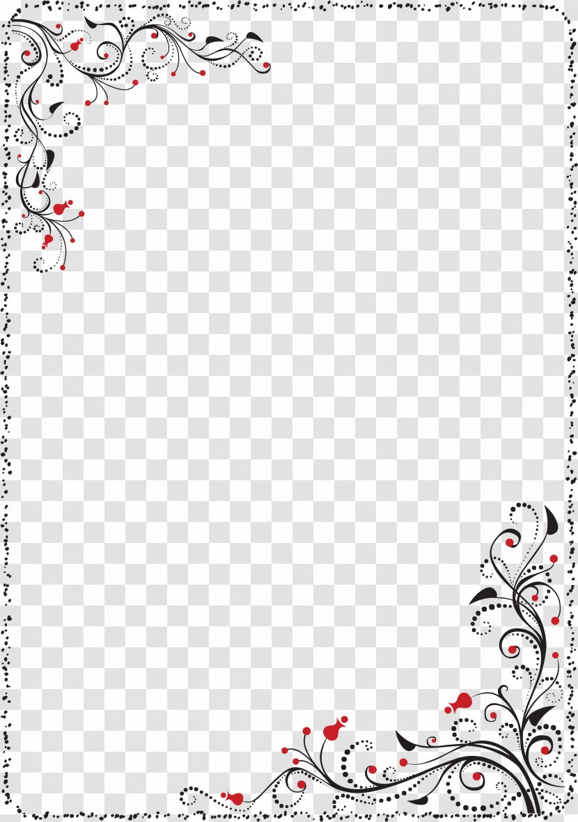 Borders And Frames Floral Design Clip Art - Black White Transparent PNG